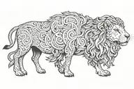 draw the number 31 in the background with half face lamb and half faced lion  tattoo design idea