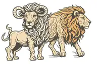 number 31 in the background with half face lamb and half faced lion in front of it tattoo design idea