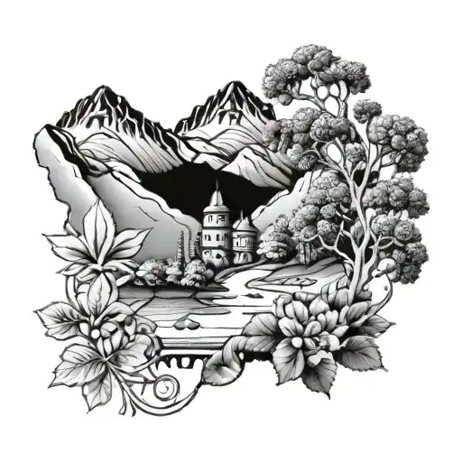 nature Afghanistan tattoo design idea