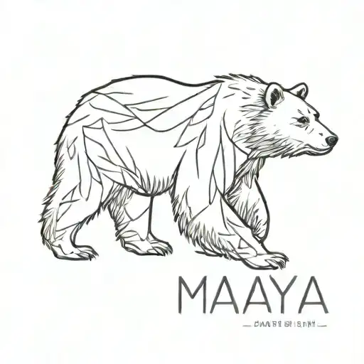 bear line and name Maya tattoo design idea