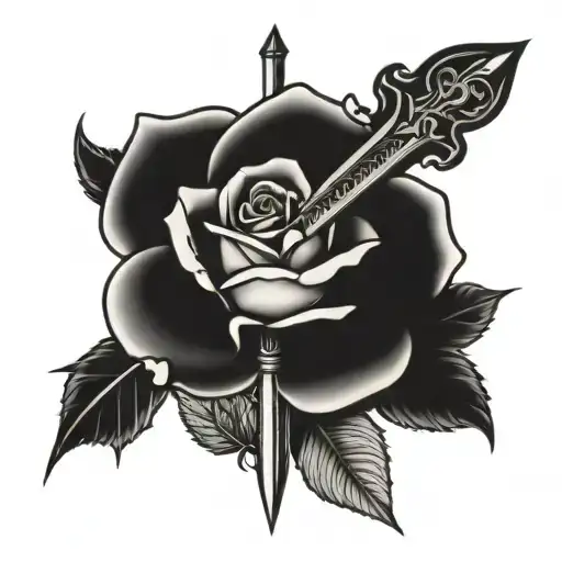 A sword in a rose  tattoo design idea