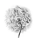 dandelion flowing wispy wind tattoo design idea