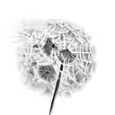 dandelion flowing wispy wind tattoo design idea