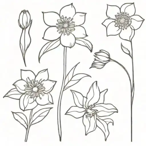 marigold Daisy and daffodil tattoo design idea