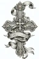 cross with banner tattoo design idea