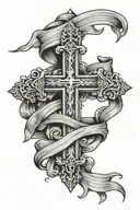 cross with banner tattoo design idea