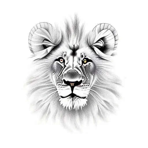 Lion and Lion cub  tattoo design idea