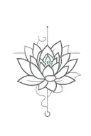 lotus flower with a heartbeat line tattoo design idea