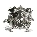 running two girls morocco  tattoo design idea