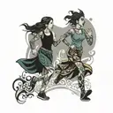 running two girls morocco  tattoo design idea