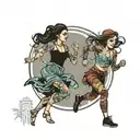 running two girls morocco  tattoo design idea