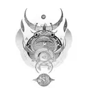 Circular tribal taurus with two pisces fish inside of it tattoo design idea