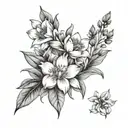 Violet Iris Primrose daffodil sakura larkspur waterlily gladiolus poppy aster morning glory marigold cosmos chrysanthemu tattoo design idea