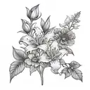 Violet Iris Primrose daffodil sakura larkspur waterlily gladiolus poppy aster morning glory marigold cosmos chrysanthemu tattoo design idea