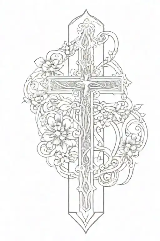 forearm sleeve tattoo featuring cross, praying hands with rosary, st micheal, self improvement quotes tattoo design idea