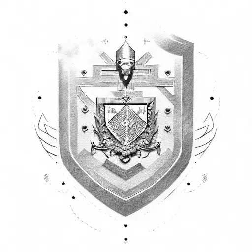 A greek heraldry type family shield, main sign a ay" tattoo design idea