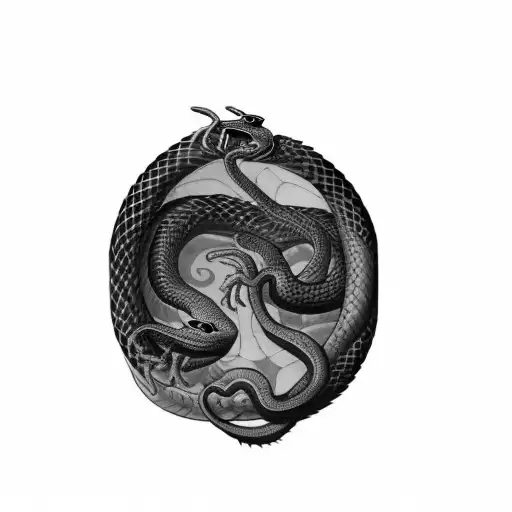 a snake in a circle ouroboros dragon tattoo design idea