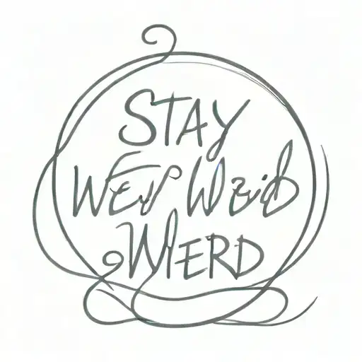 "stay weird" in script font tattoo design idea