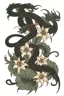 red dragon and spider lily tattoo design idea