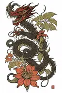 red dragon and spider lily tattoo design idea