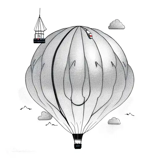 red hot air balloon tattoo design idea