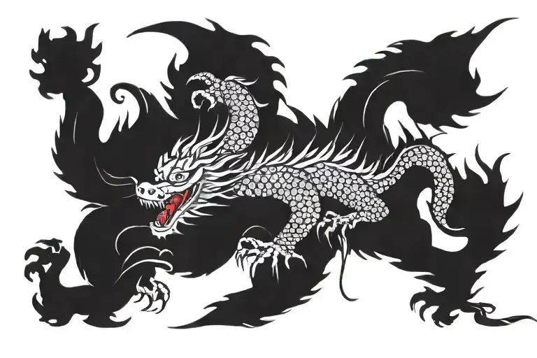 A fierce Japanese dragon winding its way from the trapezius to the chest tattoo design idea