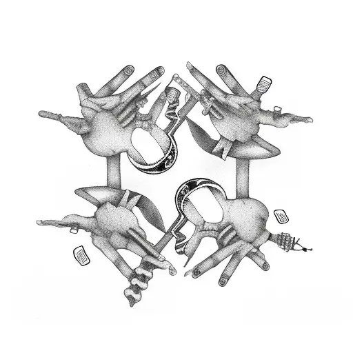 skeletal hand holding 3 playing cards with one facing me  tattoo design idea