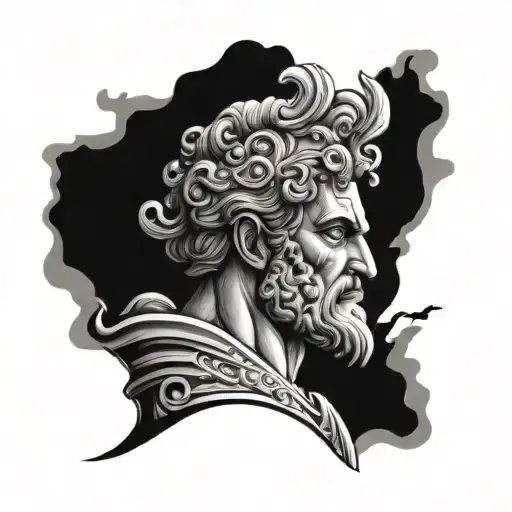 greek god and coloseum Zeus tattoo design idea
