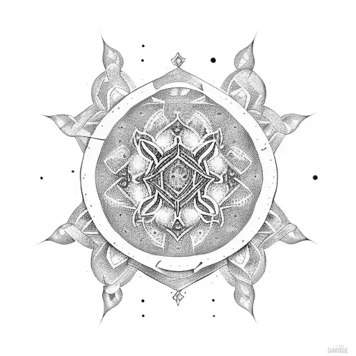 dotwork sleeve mandala viking tattoo design idea