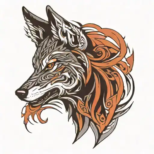 alpha wolf tribal  tattoo design idea