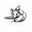 a rat holding a block of Brie cheese in front of a burning garbage can tattoo design idea