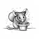 a rat holding a block of Brie cheese in front of a burning garbage can tattoo design idea
