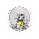 a rat holding a block of Brie cheese in front of a burning garbage can tattoo design idea