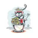 a rat holding a block of Brie cheese in front of a burning garbage can tattoo design idea