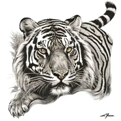 noble tiger tattoo design idea