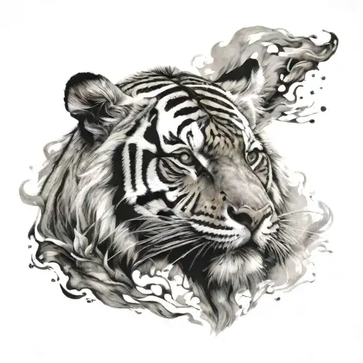 noble tiger walking tattoo design idea