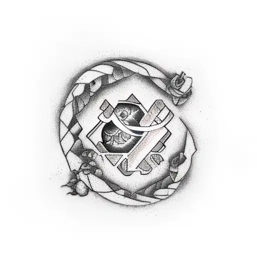 An arm tattoo with April written in cursive and number 8 over it and has ♈️ sunsign tattoo design idea