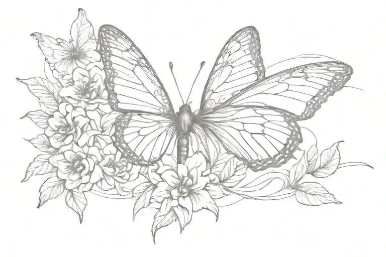 sunset and butterfly small fine line tattoo tattoo design idea
