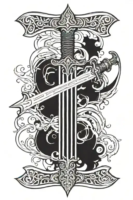 straight Viking sword tattoo design idea