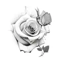 clock rose birds tattoo design idea