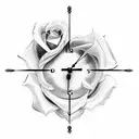 clock rose birds tattoo design idea