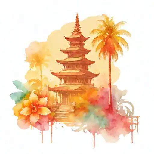 Bali Temple tattoo design idea