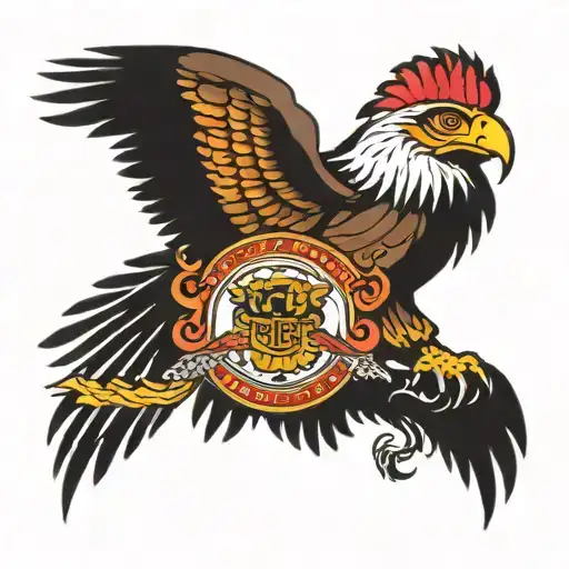 mexican eagle flying tattoo design idea