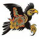 mexican eagle flying tattoo design idea
