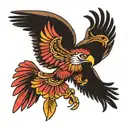 mexican eagle flying tattoo design idea