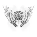 Dumbbell with wings tattoo design idea
