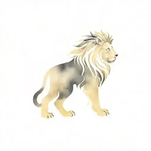 ace of spades golden, black lion beside tattoo design idea