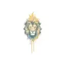 ace of spades golden, black lion beside tattoo design idea