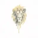 ace of spades golden, black lion beside tattoo design idea