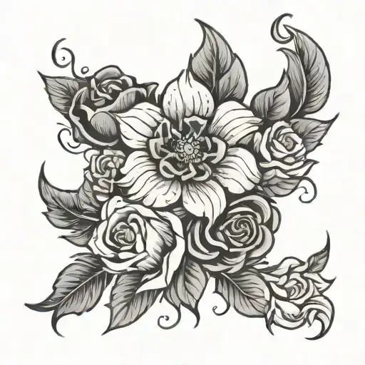 traditional flowers wrapping tattoo design idea